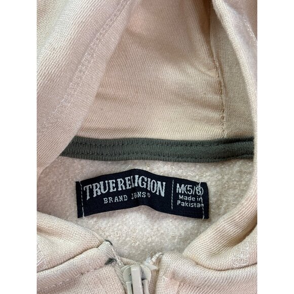 True Religion Kids Boys Beige Hoodie Black Distressed Horseshoe Logo M (5/6) New - Picture 5 of 7
